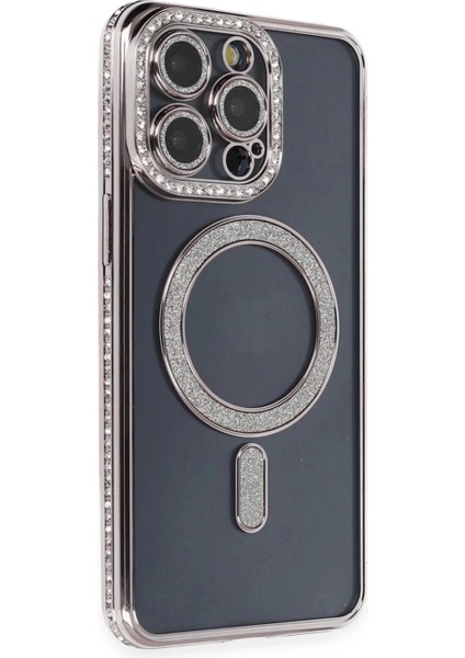 iPhone 14 Pro Kılıf Joke Simli Magneticsafe Kılıf - Gri