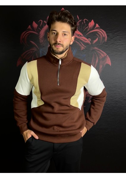 Fermuarlı %100 Pamuk Sweatshirt