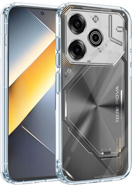 Tecno Pova 6 Uyumlu Şeffaf Silikon Kılıf - Kamera Korumalı Esnek Tam Koruma Kapak