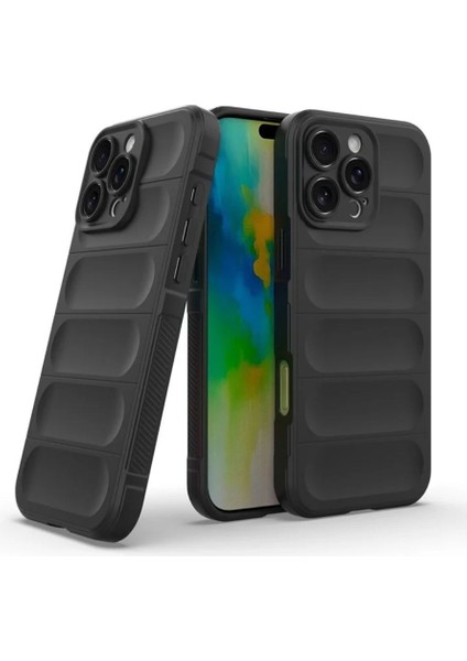 Apple iPhone 16 Pro Uyumlu Silikon Kılıf - Kamera Korumalı Esnek Yeni Nesil Airbag Kapak - Siyah