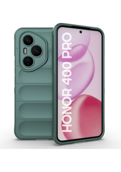 Honor 400 Pro Uyumlu Silikon Kılıf - Kamera Korumalı Esnek Yeni Nesil Airbag Kapak - Yeşil