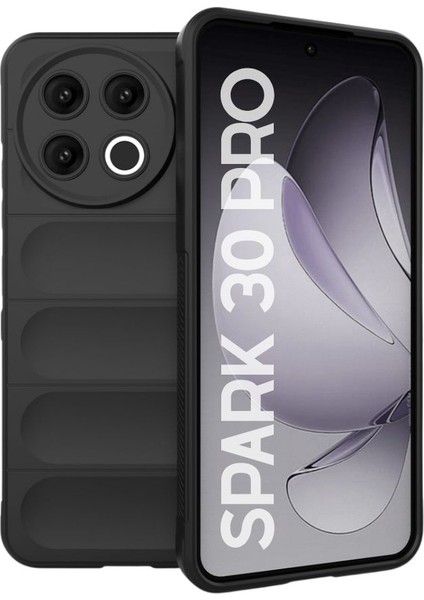 Tecno Spark 30 Pro Uyumlu Silikon Kılıf - Kamera Korumalı Esnek Yeni Nesil Airbag Kapak - Siyah