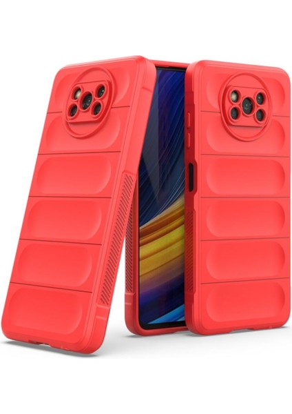 Poco X3 Nfc Uyumlu Silikon Kılıf - Kamera Korumalı Esnek Yeni Nesil Airbag Kapak - Kırmızı