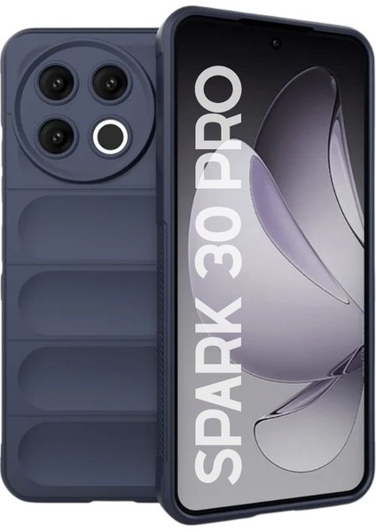 Tecno Spark 30 Pro Uyumlu Silikon Kılıf - Kamera Korumalı Esnek Yeni Nesil Airbag Kapak - Lacivert