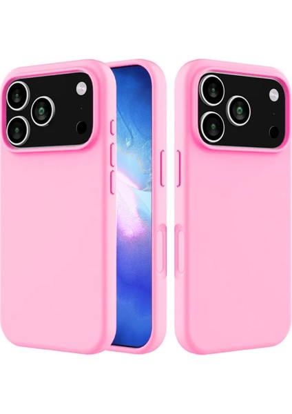Apple iPhone 17 Pro Uyumlu Silikon Kılıf - Kamera Korumalı Esnek Pastel Renk Kapak - Pembe
