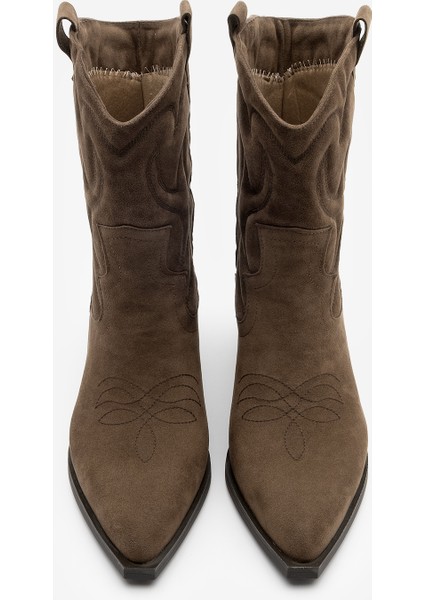 Kadın Sivri Burun Nakışlı Western Bot Nilva