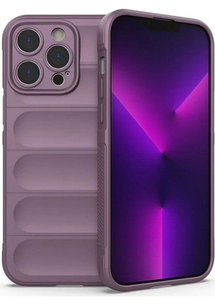 Apple iPhone 13 Pro Max Uyumlu Silikon Kılıf - Kamera Korumalı Esnek Yeni Nesil Airbag Kapak - Mor