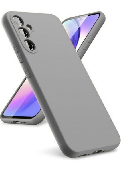 Samsung Galaxy A17 Uyumlu Silikon Kılıf - Kamera Korumalı Esnek Pastel Renk Kapak - Gri