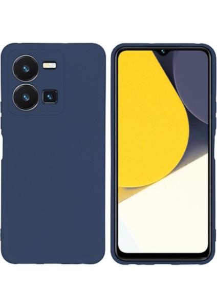 Vivo Y22S Uyumlu Silikon Kılıf - Kamera Korumalı Esnek Pastel Renk Kapak - Lacivert