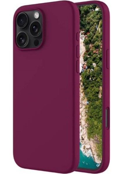 Apple iPhone 16 Pro Max Uyumlu Silikon Kılıf - Pastel Renk Tonu Esnek Tam Koruma Kapak - Bordo