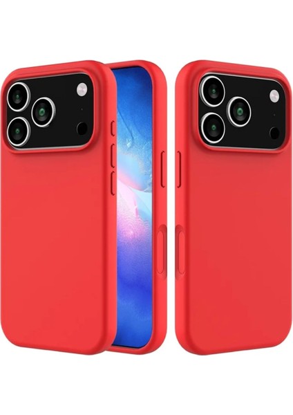 Apple iPhone 17 Pro Max Uyumlu Silikon Kılıf - Pastel Renk Tonu Esnek Tam Koruma Kapak - Kırmızı