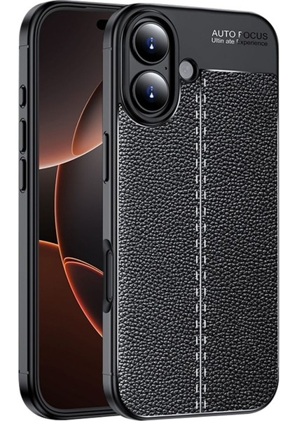 Apple iPhone 17 Uyumlu Silikon Kılıf Deri Desenli Darbe Emici Autofocus Tam Koruma Kapak