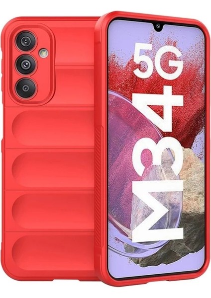 Samsung Galaxy M34 Uyumlu Silikon Kılıf - Kamera Korumalı Esnek Yeni Nesil Airbag Kapak - Kırmızı