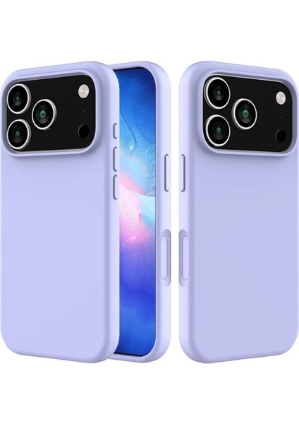 Apple iPhone 17 Pro Uyumlu Silikon Kılıf - Kamera Korumalı Esnek Pastel Renk Kapak - Lila