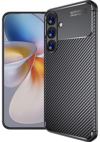 Samsung Galaxy S25 Fe Uyumlu Silikon Kılıf Karbon Desenli Darbe Emici Autofocus Tam Koruma Kapak