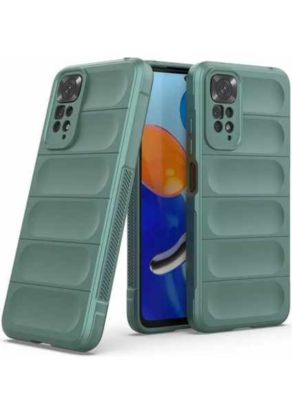 Redmi Note 11 Uyumlu Silikon Kılıf - Kamera Korumalı Esnek Yeni Nesil Airbag Kapak - Yeşil