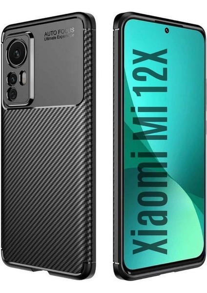 Xiaomi 12X Uyumlu Silikon Kılıf Karbon Desenli Darbe Emici Autofocus Tam Koruma Kapak