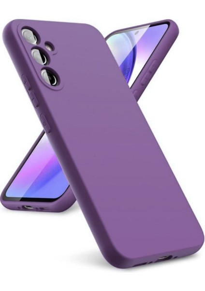 Samsung Galaxy A17 Uyumlu Silikon Kılıf - Kamera Korumalı Esnek Pastel Renk Kapak - Mor