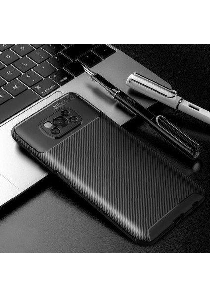 Poco X3 Nfc Uyumlu Silikon Kılıf Karbon Desenli Darbe Emici Autofocus Tam Koruma Kapak fiyatları