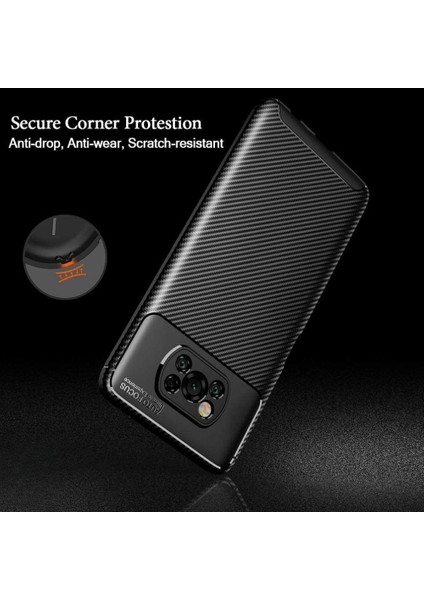 Poco X3 Nfc Uyumlu Silikon Kılıf Karbon Desenli Darbe Emici Autofocus Tam Koruma Kapak modelleri