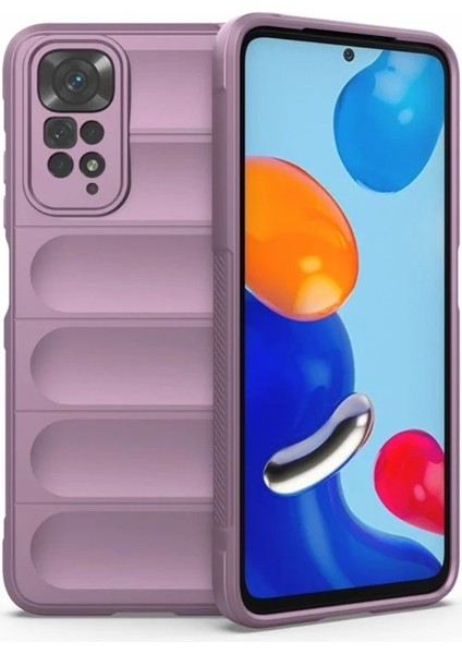 Redmi Note 11 Uyumlu Silikon Kılıf - Kamera Korumalı Esnek Yeni Nesil Airbag Kapak - Mor