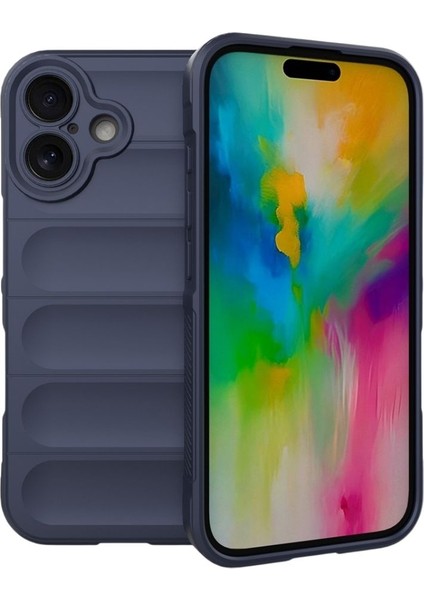 Apple iPhone 16 Uyumlu Silikon Kılıf - Kamera Korumalı Esnek Yeni Nesil Airbag Kapak - Lacivert