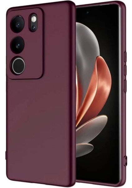 Vivo V29 5g Uyumlu Silikon Kılıf - Kamera Korumalı Esnek Pastel Renk Kapak - Bordo