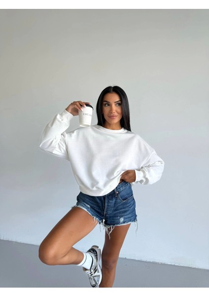 2 Iplik Bisiklet Yaka Sweat Beyaz F2339 modelleri