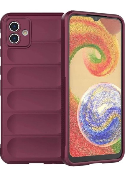 Samsung Galaxy A04E Uyumlu Silikon Kılıf - Kamera Korumalı Esnek Yeni Nesil Airbag Kapak - Bordo