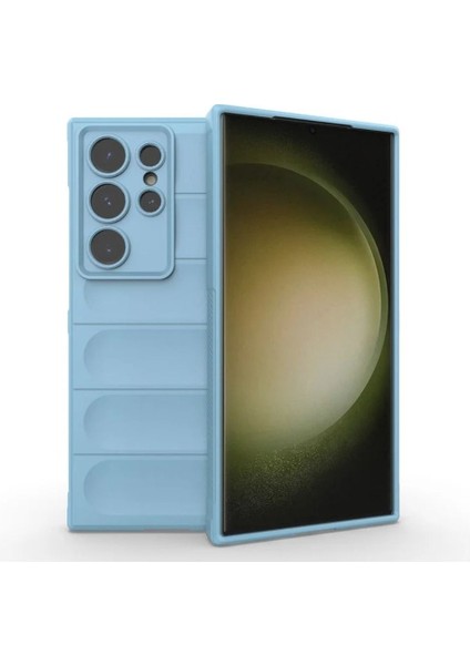 Samsung Galaxy S24 Ultra Uyumlu Silikon Kılıf - Kamera Korumalı Esnek Yeni Nesil Airbag Kapak - Mavi