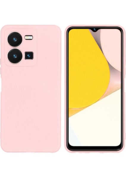 Vivo Y22S Uyumlu Silikon Kılıf - Kamera Korumalı Esnek Pastel Renk Kapak - Pudra Pembe
