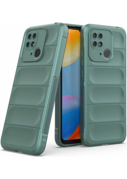 Redmi 10C Uyumlu Silikon Kılıf - Kamera Korumalı Esnek Yeni Nesil Airbag Kapak - Yeşil