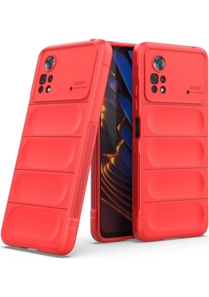 Poco X4 Pro Uyumlu Silikon Kılıf - Kamera Korumalı Esnek Yeni Nesil Airbag Kapak - Kırmızı