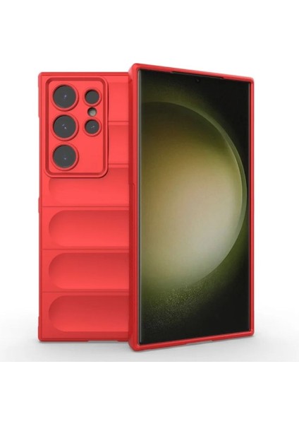 Samsung Galaxy S24 Ultra Uyumlu Silikon Kılıf - Kamera Korumalı Esnek Yeni Nesil Airbag Kapak - Kırmızı