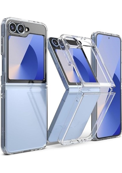 Samsung Galaxy Z Flip 6 Uyumlu Şeffaf Silikon Kılıf - Esnek Darbe Emici 2 Parça Kapak