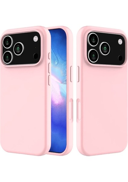 Apple iPhone 17 Pro Max Uyumlu Silikon Kılıf - Kamera Korumalı Esnek Pastel Renk Kapak - Pudra Pembe