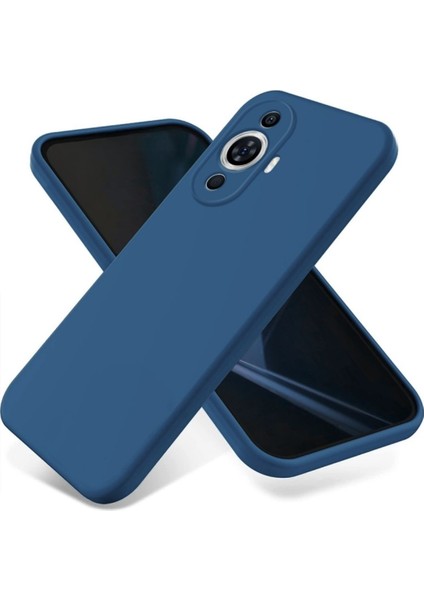 Huawei Nova 12S Uyumlu Silikon Kılıf - Kamera Korumalı Esnek Pastel Renk Kapak - Lacivert