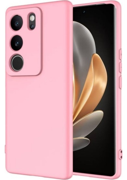Vivo V29 5g Uyumlu Silikon Kılıf - Kamera Korumalı Esnek Pastel Renk Kapak - Pembe