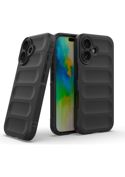Apple iPhone 16 Uyumlu Silikon Kılıf - Kamera Korumalı Esnek Yeni Nesil Airbag Kapak - Siyah