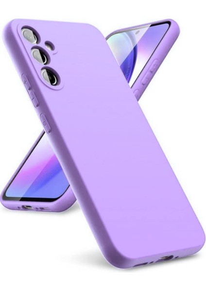 Samsung Galaxy A17 Uyumlu Silikon Kılıf - Kamera Korumalı Esnek Pastel Renk Kapak - Lila