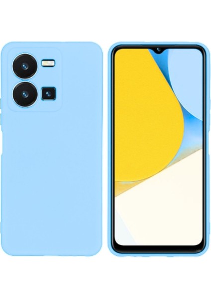 Vivo Y22S Uyumlu Silikon Kılıf - Kamera Korumalı Esnek Pastel Renk Kapak - Mavi