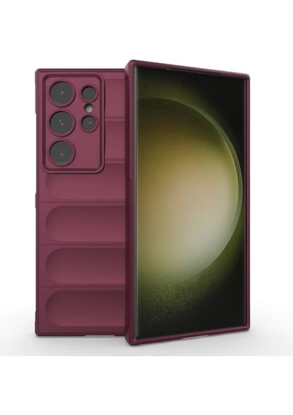 Samsung Galaxy S24 Ultra Uyumlu Silikon Kılıf - Kamera Korumalı Esnek Yeni Nesil Airbag Kapak - Bordo