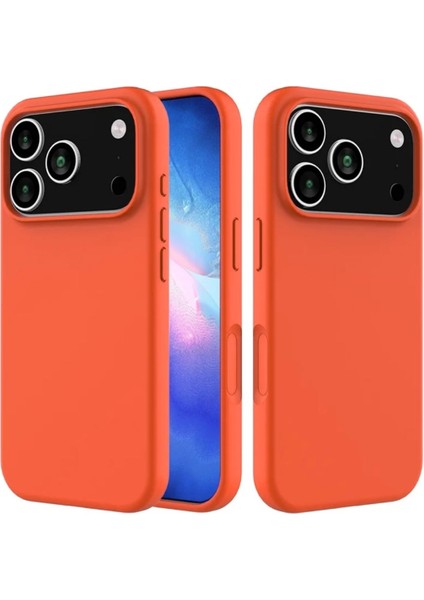 Apple iPhone 17 Pro Uyumlu Silikon Kılıf - Kamera Korumalı Esnek Pastel Renk Kapak - Turuncu
