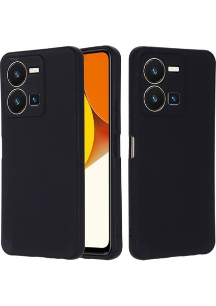 Vivo Y22S Uyumlu Silikon Kılıf - Kamera Korumalı Esnek Pastel Renk Kapak - Siyah