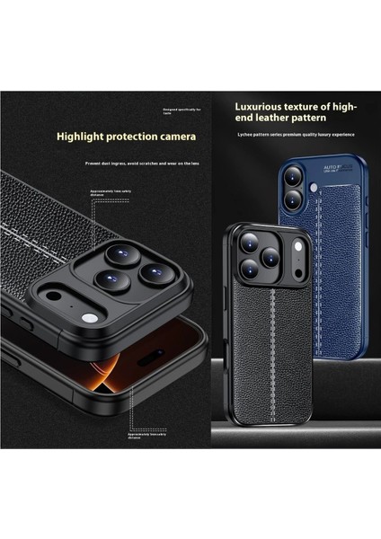 Apple iPhone 17 Pro Uyumlu Silikon Kılıf Deri Desenli Darbe Emici Autofocus Tam Koruma Kapak indirimleri