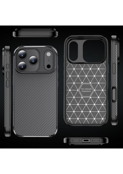 Apple iPhone 17 Pro Uyumlu Silikon Kılıf Karbon Desenli Darbe Emici Autofocus Tam Koruma Kapak modelleri