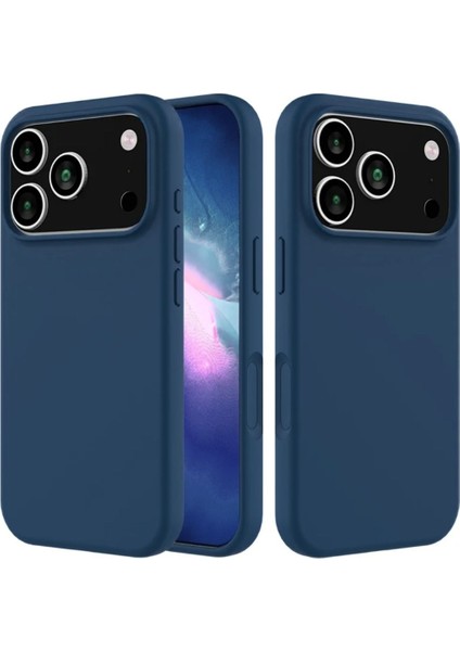Apple iPhone 17 Pro Uyumlu Silikon Kılıf - Pastel Renk Tonu Esnek Tam Koruma Kapak - Lacivert