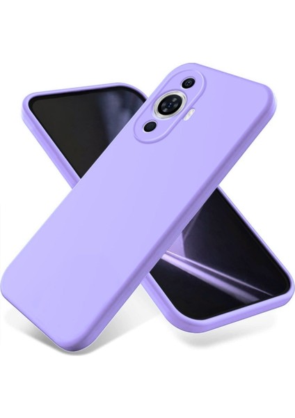 Huawei Nova 12S Uyumlu Silikon Kılıf - Kamera Korumalı Esnek Pastel Renk Kapak - Lila