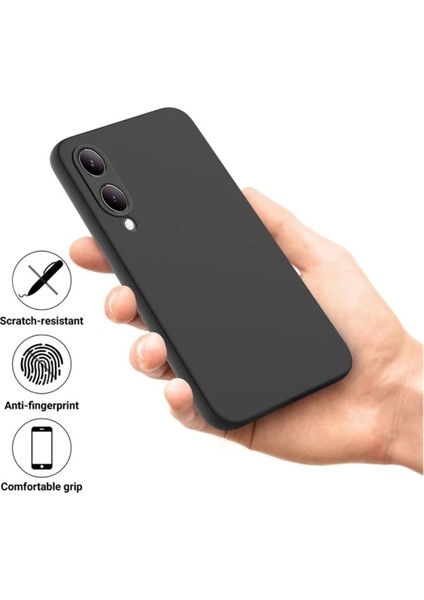 Vivo Y17S Uyumlu Silikon Kılıf - Kamera Korumalı Esnek Pastel Renk Kapak - Siyah modelleri