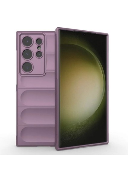 Samsung Galaxy S24 Ultra Uyumlu Silikon Kılıf - Kamera Korumalı Esnek Yeni Nesil Airbag Kapak - Mor